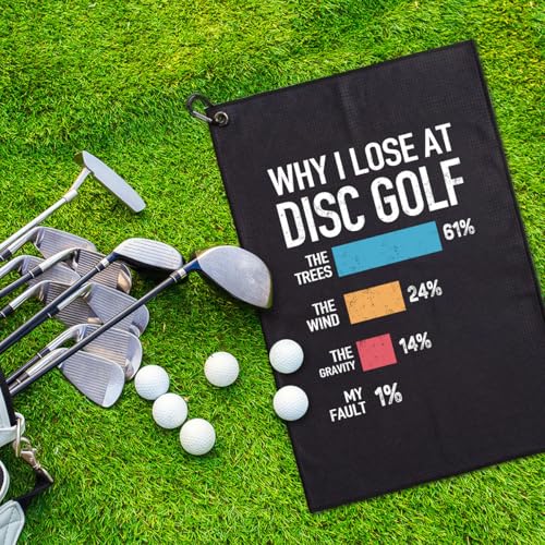 Why I Lose at Disc Golf Printed Microfiber Golf Towel, Funny Men Frisbee Golfing Towels, Golfer Bags Accessories Gifts for Men Disc Lover Golfer Fan Dad Grandpa Uncle Brother Family Friend - color: Multicolor062