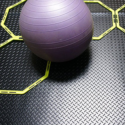 Rubber-Cal Diamond-Plate Rubber Flooring Roll - 3 mm x 4 ft x 2 ft Roll - Black - size: 24"L x 48"W x 0.1"Th