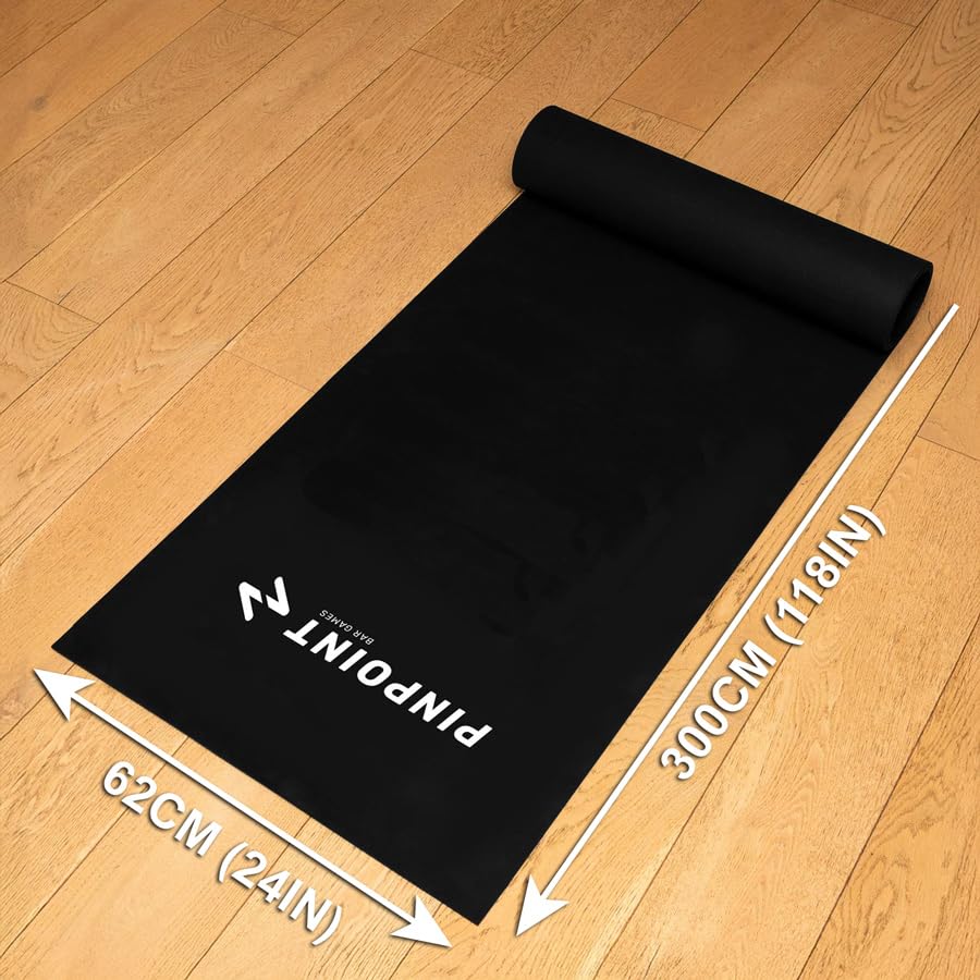 PINPOINT Professional Darts Mat | 4 Throwing Lines Distance with Oche System | 118in x 62in