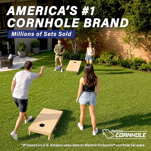 GoSports Solid Wood Premium Cornhole Sets - Choose 4 x 2 ft or 3 x 2 ft - Game Boards Include Set of 8 Cornhole Toss Bags - style: Classic
