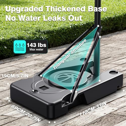 Basketball Hoop Outdoor, 10FT Height Adjustable 45 Inch Shatterproof Backboard Portable Basketball Hoops Goals System with 2 Wheels for Backyard/Driveway/Indoor/Court - style: 01 Black