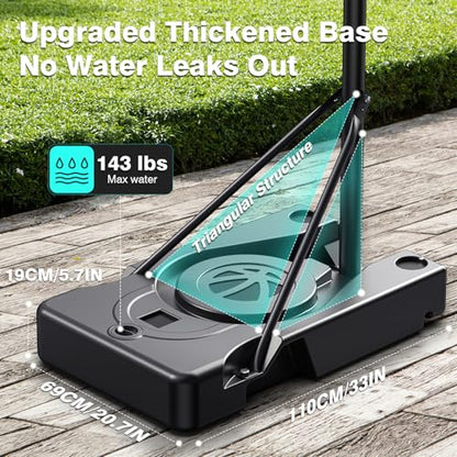 Basketball Hoop Outdoor, 10FT Height Adjustable 45 Inch Shatterproof Backboard Portable Basketball Hoops Goals System with 2 Wheels for Backyard/Driveway/Indoor/Court - style: 02 Charcoal Black