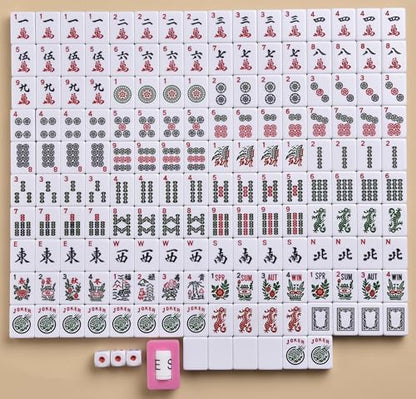 American Mahjong Game Set - Black Quilted Soft Bag 166 Premium Tiles with 4 All-in-One Rack/Pushers,100 Chips, Wind Indicator, English Manual. Easy Carry Complete Classic Mah-Jongg Set - color: Mahjong Game Set With Black Case
