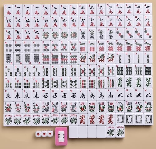 American Mahjong Game Set - Pearl Gray Quilted Soft Bag - 166 White Engraved Tiles, 4 All-in-One Rack/Pushers Complete Western Mah-Jongg, Maj Jongg, Ma Jong Set - color: Mahjong Game Set With Gray Case