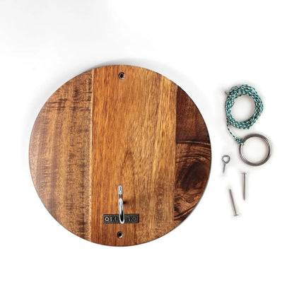 Hook and Ring Game Wall Mounted – Solid Acacia Wood Ring Toss Game for Indoor Outdoor Use, Patio Backyard Bar Game, Fun Family Game Room Decor with Mounting Kit