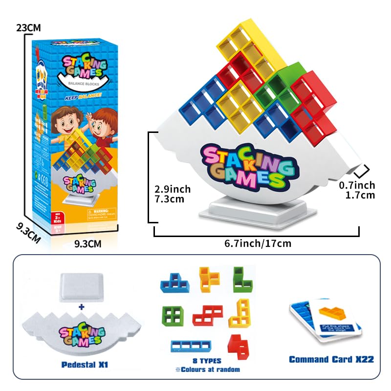 iuuoi 64 PCS Tetra Board Game for Kids and Adults, Balance Stacking Game for 2 Players+ Party, Family and Friends,Tower Stack Team Building Blocks Toy