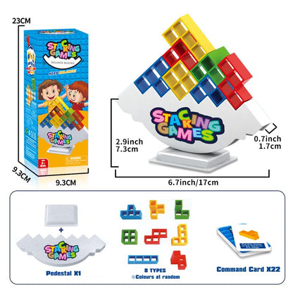 iuuoi 64 PCS Tetra Board Game for Kids and Adults, Balance Stacking Game for 2 Players+ Party, Family and Friends,Tower Stack Team Building Blocks Toy