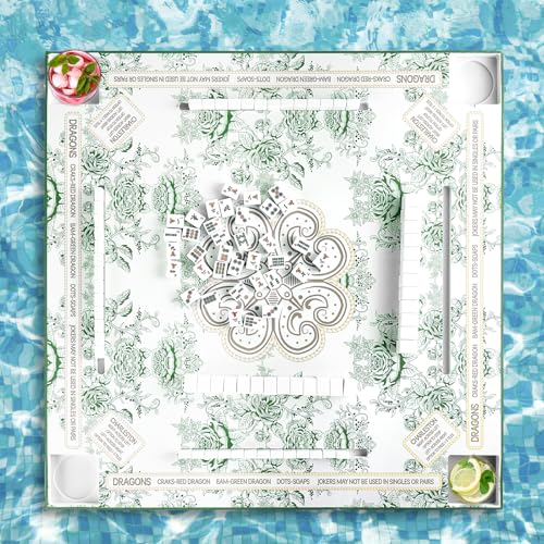 32x32 Inch Large Floating Mahjong Table for Swimming Pool Hot Tub Float Board for Mahjong Card Games Dominoes Poker Pool Game Tray for Adults Summer (Green) - color: Green