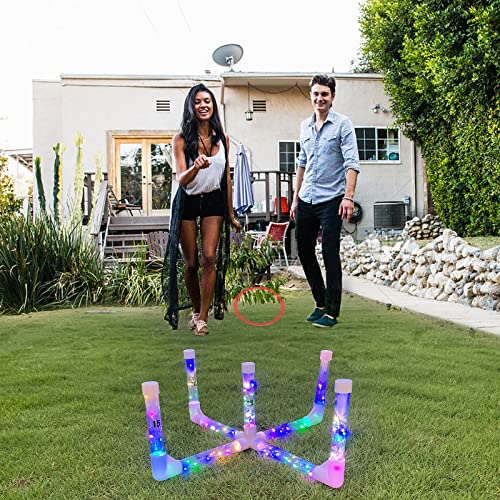 MOLACHI Ring Toss Outdoor Games for Adults and Kids, Glow in the Dark Games as Yard Games for Kids, Glow in the Dark Ring Toss Games with LED Lights, Outdoor Glow Ring Toss for Kid & Adult