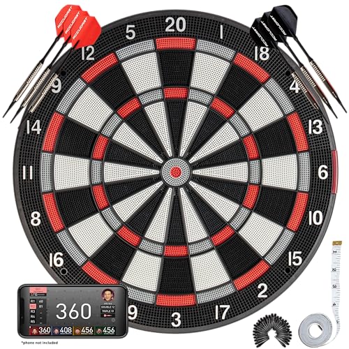 Accudart Smart Electronic Dartboard – Soft Tip Board with Online Play, Bluetooth App Scoring, Stat Tracking & 15.5” Regulation Target