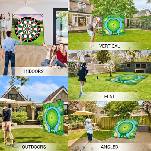 70" x70''Battle Golf Chipping Game, Double-Sided Sticky Golf Battle Mat with 30 Sticky Balls and 10 Darts for Adults Dads and Junior Golfers - Indoor and Outdoor