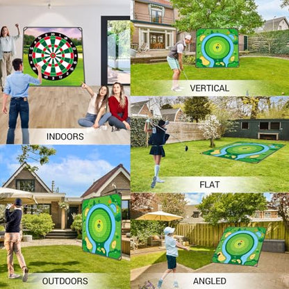 70" x70''Battle Golf Chipping Game, Double-Sided Sticky Golf Battle Mat with 30 Sticky Balls and 10 Darts for Adults Dads and Junior Golfers - Indoor and Outdoor