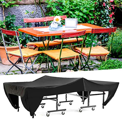 Haofy Table Tennis Table Cover Outdoor Table Cover Waterproof Dustproof UVproof,Includes Storage Bag,Black