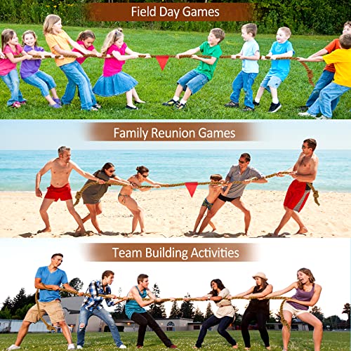 Outdoor Games 40FT Tug of War Rope Brown & Potato Sack Race Bags Kit for Kids and Adults, Field Day Family Reunion Outside Yard Summer Backyard Lawn Picnic Carnival Fun Easter Games