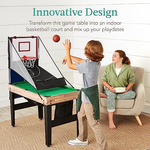 Best Choice Products Combo Game Table Set for Home, Game Room, Friends & Family w/Ping Pong, Foosball, Basketball, Air Hockey, Archery, Chess, Checkers, Shuffleboard, Bowling - color: Natural