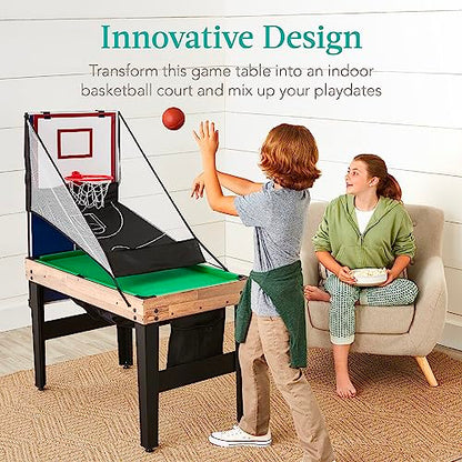 Best Choice Products Combo Game Table Set for Home, Game Room, Friends & Family w/Ping Pong, Foosball, Basketball, Air Hockey, Archery, Chess, Checkers, Shuffleboard, Bowling - color: Natural