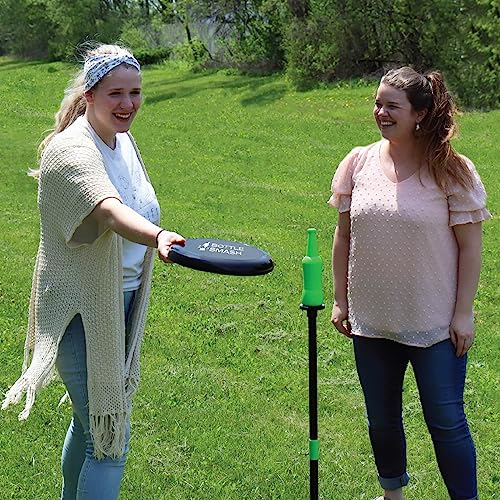 Grip Bottle Smash Disc Toss Game - Outdoor Activity - Indestructible Plastic Bottles