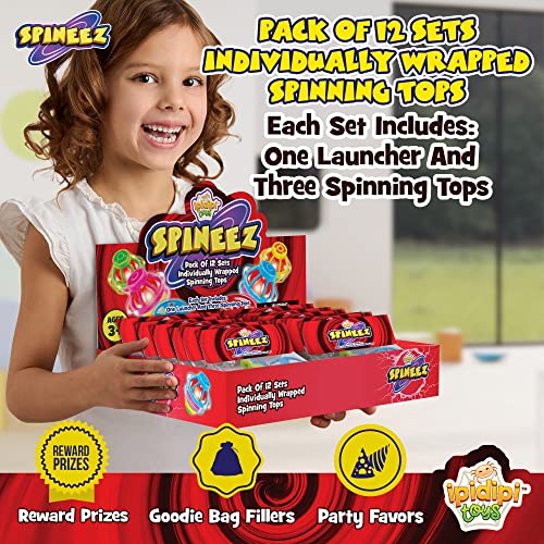 IPIDIPI TOYS Spineez Light Up Flying Saucer Spinning Tops – 12-Pack UFO Spinner Toy - Spinning Tops for Kids - Birthday Party Favors, Goodie Bag Stuffers, Classroom Prizes for Boys & Girls – Red - color: Ufo Red