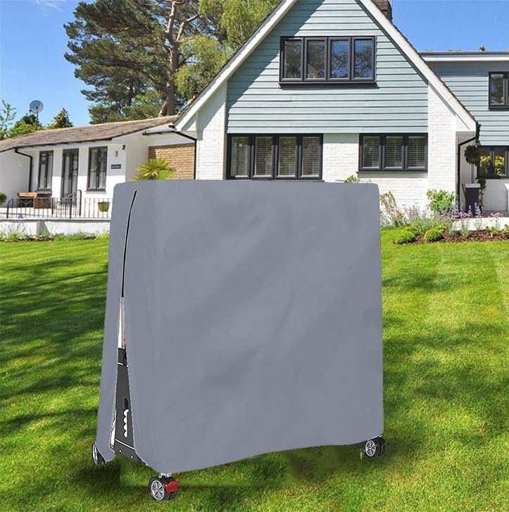 Outdoor Table Tennis Table 210D Oxford Fabric Waterproof Windproof Dustproof Protective -Weather Fit Standard Foldable Pong Tables 165 x 70 x 185 cm Gray(Gray)
