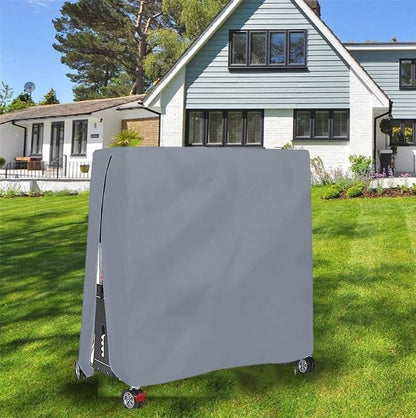 Outdoor Table Tennis Table 210D Oxford Fabric Waterproof Windproof Dustproof Protective -Weather Fit Standard Foldable Pong Tables 165 x 70 x 185 cm Gray(Gray)