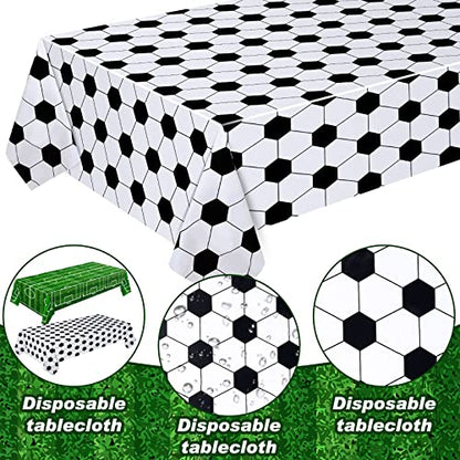 Mixweer 6 Pcs Soccer Tablecloths Soccer Birthday Party Decorations 54 x 108 Inch Sports Plastic Table Cover for Sports Ball Theme Outdoor Picnic Party Supplies