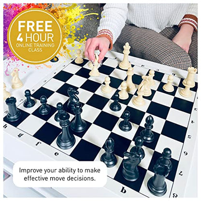 MegaChess Staunton Triple Weighted Chess Set - 3.8" King, 2 Boards, 34 Pieces, Over 2 lbs, Ages 8+ - size: Classic Heavyweight Edition