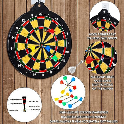 HELLO PAPAYA Magnetic Dart Board - 12Magnetic Darts+12Sticky Balls Or 2 Toy Gun+40 Foam Dart,Fun for Family Game and Party with Friends, Christmas Birthday Gifts Toys for 3-12 Year Old Boys - style: 16in-12Magnetic Darts+12Sticky Balls