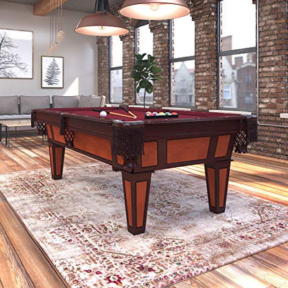 Fat Cat Reno 7.5 Foot Pool Table, Billiard Table with Accuslate Surface, K66 Bumpers, Dark Cherry Finish, Includes Cues and Balls