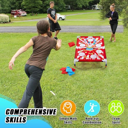 Gemscream Clown Carnival Bean Bag Toss Games with 6 Bean Bags Portable PVC Framed Red and White Corn Hole Game Set for Kids and Adults Carnival Circus Theme Birthday Outdoor Party Game