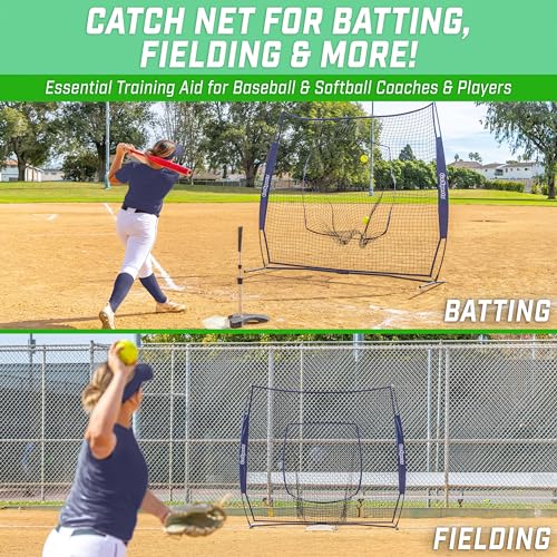 GoSports 7 x 7 ft Baseball & Softball Nets - Available in Team Colors - Batting & Pitching Net with Strike Zone - color: Navy