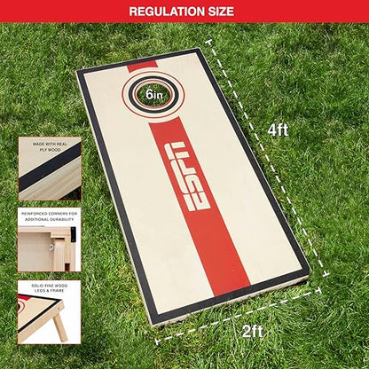 ESPN Solid Wood Cornhole Board Set, Includes Bean Bags and Travel Case, Ideal for Outdoor Games - style: 2x4