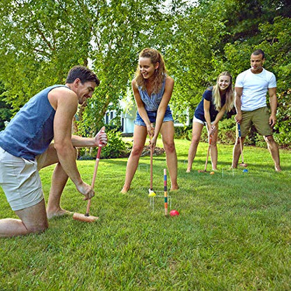 Franklin Sports Portable Backyard Croquet Sets - Complete 4 + 6 Player Croquet Sets with Mallets, Croquet Balls + Wickets Included - Outdoor Family Lawn Game Sets - style: Professional