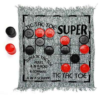 Win SPORTS 3 in 1 Giant Checkers,Mega Tic Tac Toe,Indoor Outdoor Jumbo Classic Board Games,30”Reversible Rug with 24 Checkers Pieces,Checkers Cloth Mat Game for Travel,Family Party,BBQ - style: Winter