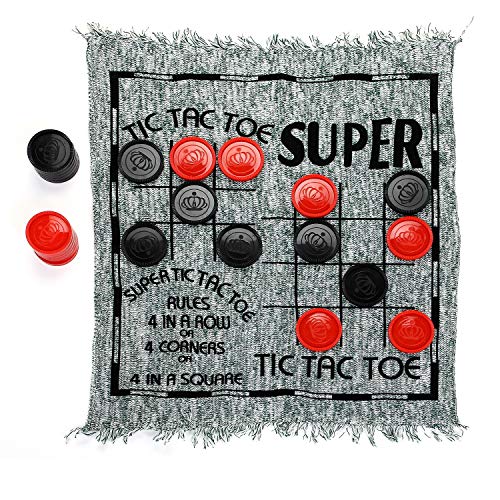 Win SPORTS 3 in 1 Giant Checkers,Mega Tic Tac Toe,Indoor Outdoor Jumbo Classic Board Games,30”Reversible Rug with 24 Checkers Pieces,Checkers Cloth Mat Game for Travel,Family Party,BBQ - style: Winter