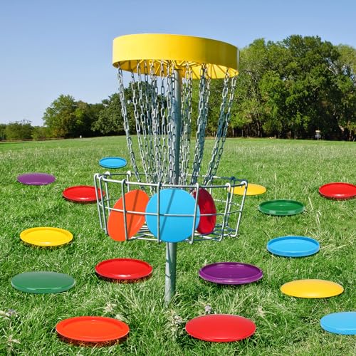 Poen 12 Pieces Disc Golf Set 4 Putter 4 Mid Range 4 Driver 140-160 g Plastic Disc Golf Comfortable Flying Disc for Beginner, DIY Your Discs (Blue, Green, Red, Purple, Yellow, Orange)
