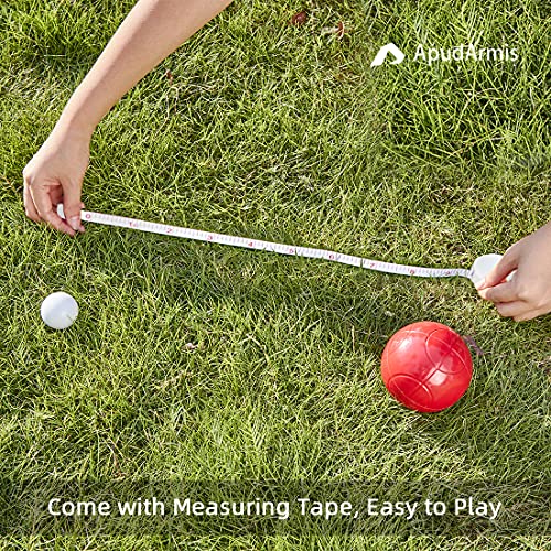 ApudArmis 90mm Bocce Balls Set, Lighter Outdoor Bocce Game for Backyard/Lawn/Beach - Set of 8 Soft PE Balls & 1 Pallino & Nylon Carrying Case & Measuring Tape for Teens Beginners - size: 90mm Universal Size