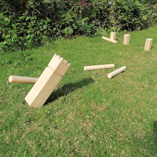 Kubb Rubberwood Game Set-Durable Wooden Blocks with Carrying Case-Viking Chess Games