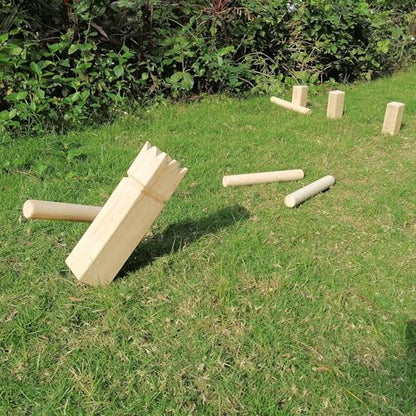 Kubb Rubberwood Game Set-Durable Wooden Blocks with Carrying Case-Viking Chess Games