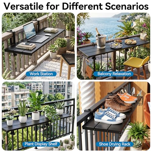 Pool Bar for Above Ground Pools, 49.2×9.6" Poolside Table Holds 110LBS, Adjustable Foldable Swim-Up Bar Fits Top Rails 3.94" or Less, Weather Resistant, for Outdoor & Balcony