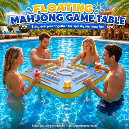 Floating Mahjong Table for Pool, EVA Foam Waterproof Pool Mahjong Table Floating Game Table for Swimming Pool, Hot Tub, Double-Sided Mahjong Domino & Card Games for Adults