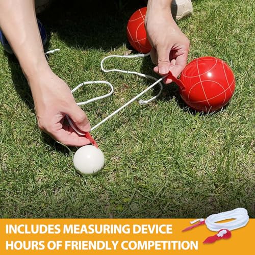 Professional Grade 107mm Bocce Ball Game Set Regulation Size and Weight 920g for Official Tournaments (Red and Green) - style: Professional 107mm Red and Green