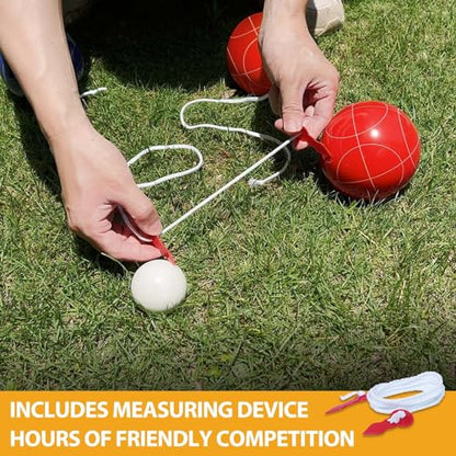 Professional Grade 107mm Bocce Ball Game Set Regulation Size and Weight 920g for Official Tournaments (Red and Green) - style: Professional 107mm Red and Green