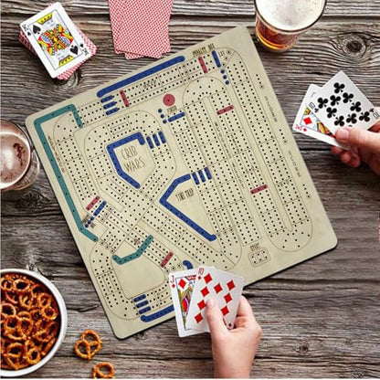 Cribbage Wars Board Game - 2026 Large Wooden Cribbage Set with Traps, Classic Board Game for Family Night & Bar Gatherings (35 x 35cm) (Wooden) - style: Wooden
