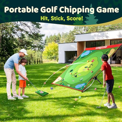 Golf Chipping Game Set: Portable Indoor & Outdoor Sticky Golf Games Fun, Family Backyard Yard Golf Target Game Set (Golf Club Not Included) - color: Green