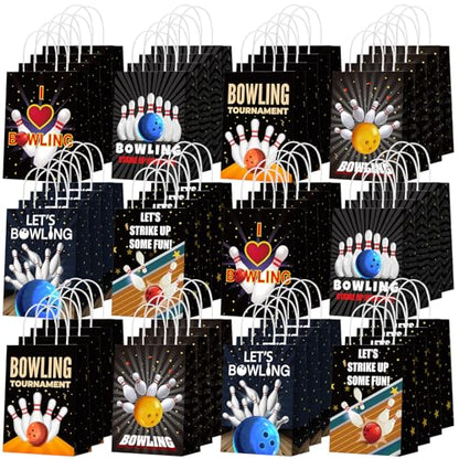 Kolldenn 48 Pcs Bowling Party Favors Bags Bowling Ball Goodie Gift Paper Bags with Handles Sport Candy Treat Pouch for Ball Birthday Party Decorations Supplies - style: Bowling