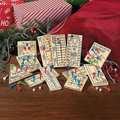 Fun Express Wooden Board Games Set 12 Pack - Classic Travel Games for Kids & Adults | Mini Peg Board Games, Checkers & Tic Tac Toe | Portable Family Game Night Collection for Road Trips & Camping