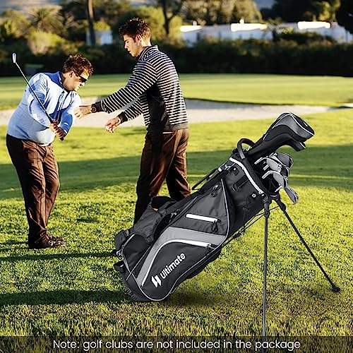 KOTEK Golf Stand Bag, 14 Way Top Divider Golf Club Bag with Cooler, 6 Zippered Pockets, Rain Hood, Adjustable Dual Shoulder Straps & Umbrella Holder, Lightweight Golf Bag for Men Women - color: Grey