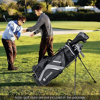 KOTEK Golf Stand Bag, 14 Way Top Divider Golf Club Bag with Cooler, 6 Zippered Pockets, Rain Hood, Adjustable Dual Shoulder Straps & Umbrella Holder, Lightweight Golf Bag for Men Women - color: Grey
