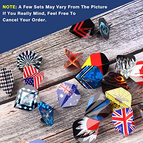 Tezoro Standard Dart Flights sets 30 sets 90 pcs Durable Replacement Dart Accessories Parts Supplies, Rich Variety of Designs Tail Wing