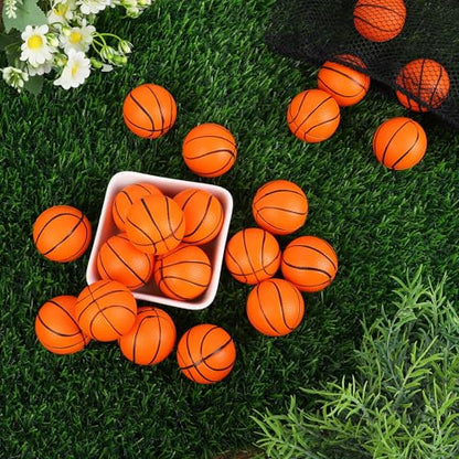 Aodaer 24 Pack Mini Basketball Stress Balls Fidget Ball Toys Bulk | Soft Foam Balls for Sports Party Favor Gifts, Birthday Party Decoration, Goodie Bag Stuffer, Mini Size, with Drawstring Bag - style: Basketball